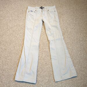 Vinatge Y2K American Eagle Corduroy Pants 2 Beige Low Rise Flare Western Cowgirl